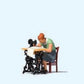 Preiser 28183 HO Woman at Sewing Machine Figure w/Chair & Sewing Machine