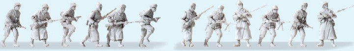 Preiser 72540 1:72 Unpainted Infantry Riflemen Attacking Figure Kit (Set of 12)
