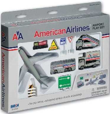 Realtoy 1661 Daron American Airlines Airport Die Cast Playset (Set of 13 Pieces)