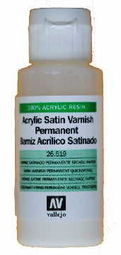 Vallejo Paint 26519 Permanent Satin Acrylic Varnish - 60 ml. Bottle