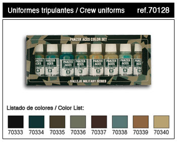Vallejo Paint 70128 German Tank Crew Uniforms Panzer Aces Paints (Set of 8)
