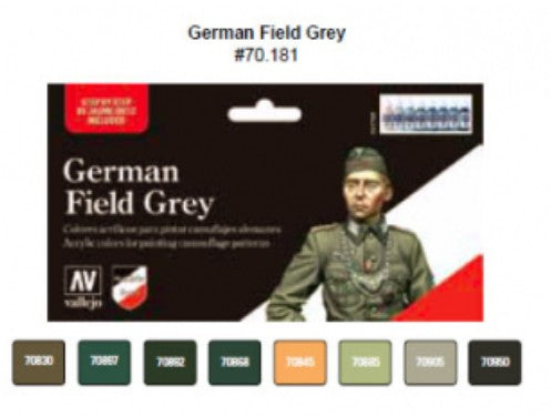 Vallejo Paint 70181 German Field Grey Model Color Acrylic Paints (Set of 8)