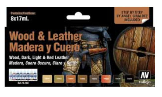 Vallejo Paint 70182 WWII Wood and Leather Model Color Acrylic Paints (Set of 8)