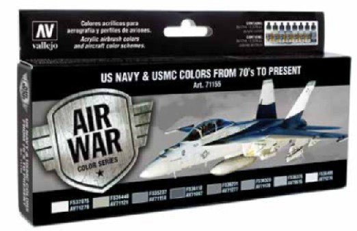 Vallejo Paint 71155 US Navy & USMC Colors from 70's to Present Paints (Set of 8)