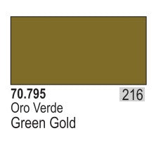Vallejo Paint 70795 Liquid Green Gold Model Color Metallic Paint - 35 ml. Bottle