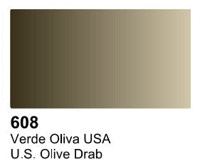 Vallejo Paint 73608 USA Olive Drab Acrylic Surface Primer - 60 ml. Bottle
