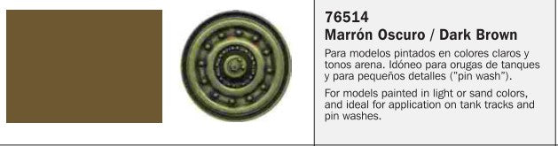 Vallejo Paint 76514 Dark Brown Model Wash Weathering Paint - 35 ml. Bottle