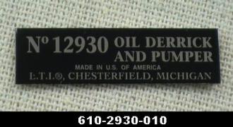 Lionel 6102930010 Nameplate / / Oil Derrick