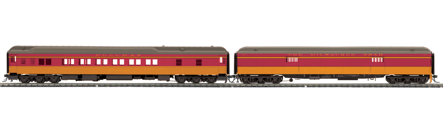 MTH 80-4001-1 HO Milwaukee Road Heavyweight Baggage & Sleeper Set #1055 LN