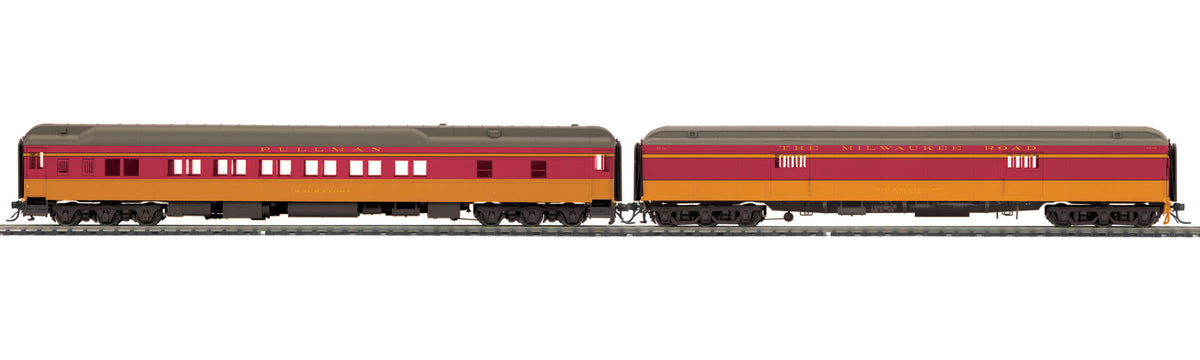 MTH 80-4001-1 HO Milwaukee Road Heavyweight Baggage & Sleeper Set #1055