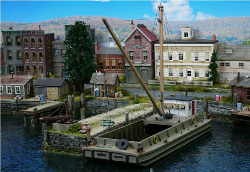 Sea Port Model Works H130 HO 73'' Open Barge w/Cabin Mast & Boom Kit
