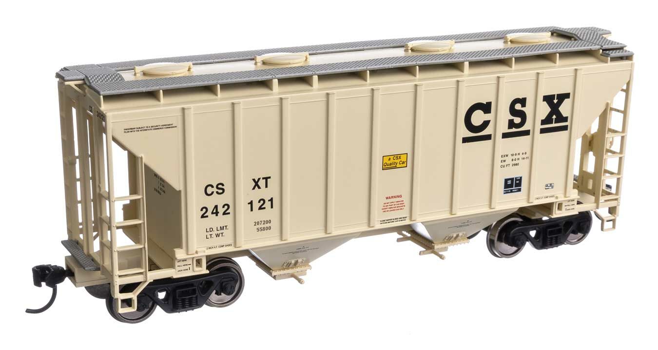 Walthers 910-7981 HO CSX 37' 2980 Cubic-Foot 2-Bay Covered Hopper RTR #242121