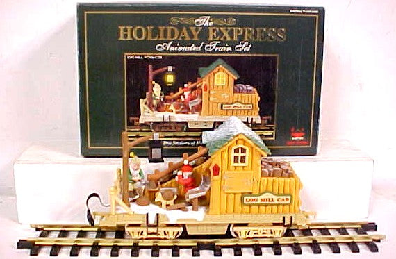New Bright 380-4 G Holiday Express Animated Log Mill Wood Car LN/Box