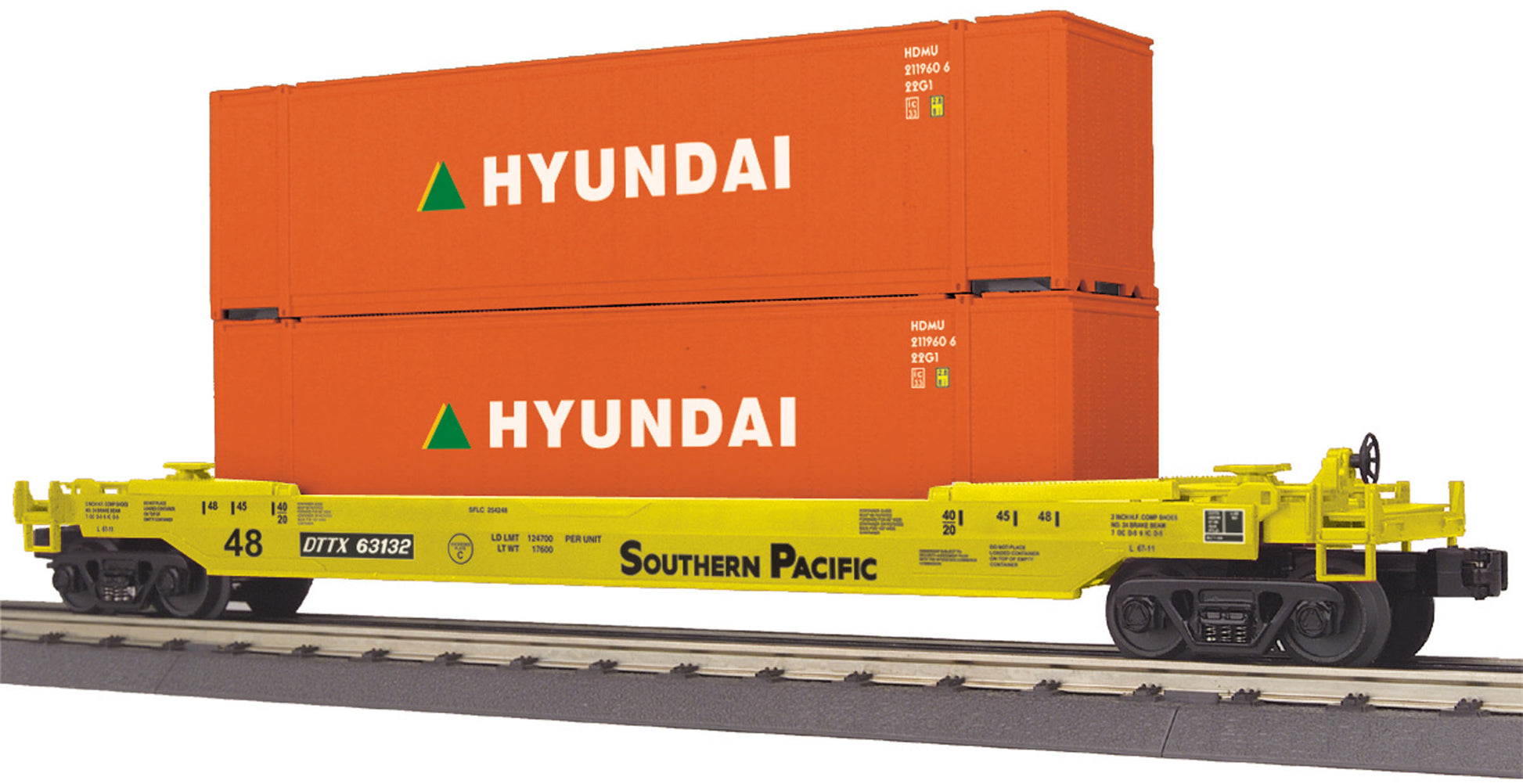 MTH 30-76598 O Gauge Southern Pacific Husky Stack Car