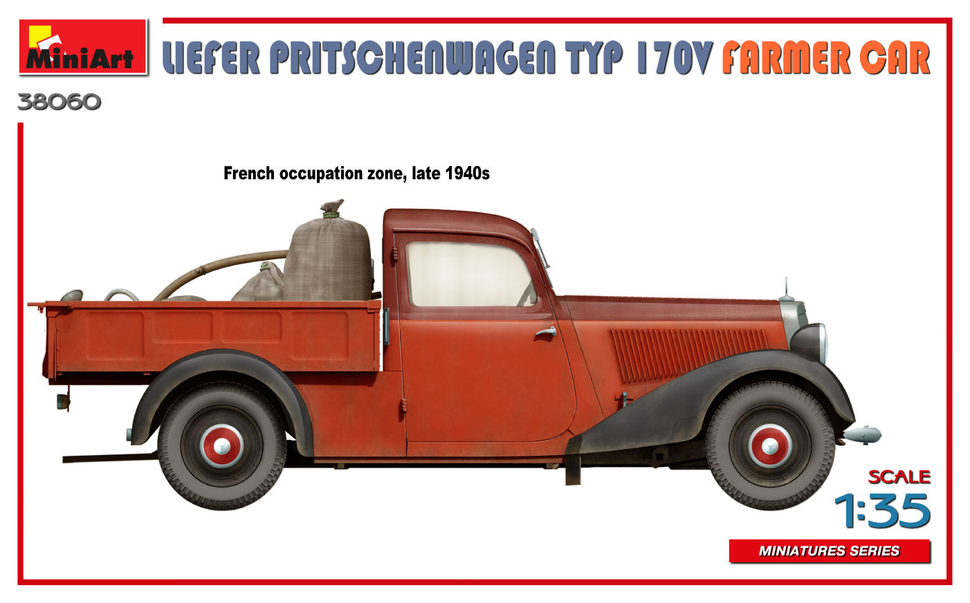MiniArt 38060 1:35 Liefer Pritschenwagen Typ 170V Famer Car Plastic Model Kit