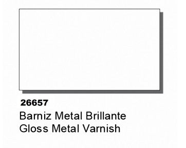 Vallejo Paint 26657 Gloss Water-Based Metal Varnish - 60 ml. Bottle