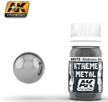 AK Interactive 670 Xtreme Metal Stainless Steel Metallic Paint 30ml Bottle