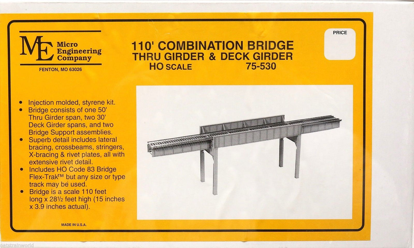 Micro Engineering 75-530 HO 110' 3-Span Deck & Thru Girder Combination Bridge