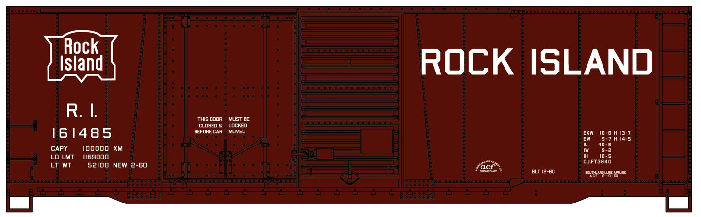 Accurail 3820 HO Rock Island 40' Combination Door Steel Boxcar # 161485 Kit