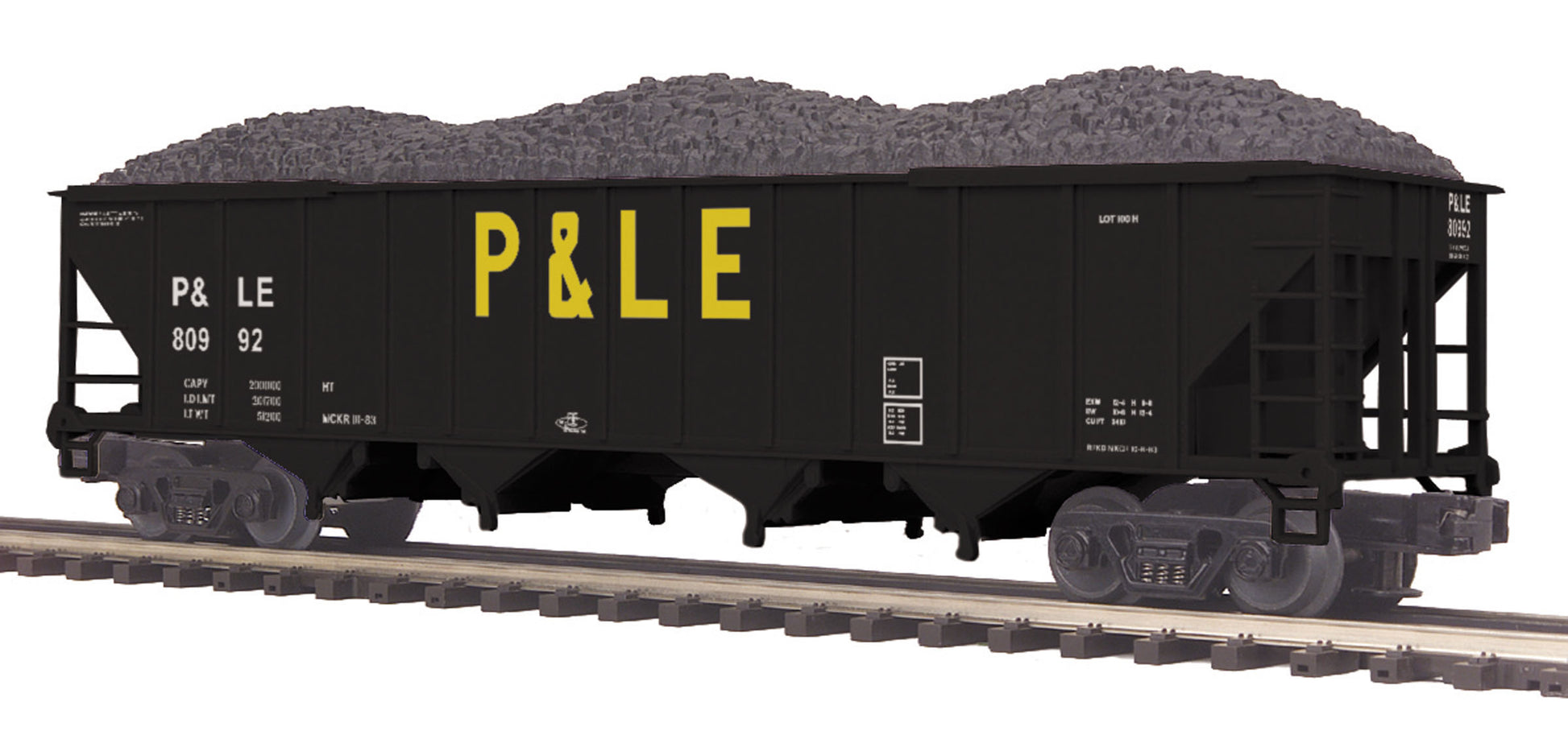 MTH 20-97822 O Gauge Pittsburgh & Lake Erie 4-Bay Hopper Car #80992 w Coal Load