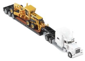 Norscot 55414 1:87 Peterbilt Model 389 W/Trail King Lowboy Trailer&Load CAT163H