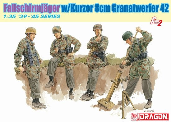 Dragon 6373 1:35 Fallschirmjager 8cm GrW42 Mortar Gun with 4 Crew