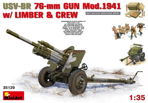 MiniArt 35129 1:35 USV-BR 76-mm Gun Mod 1941 w/Limber & Crew