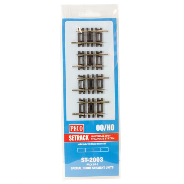Peco ST-2003 HO Special Short Straight Track Sections (Pack of 4)