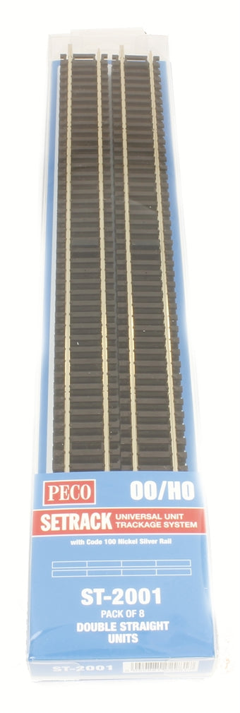 Peco ST-2001 HO Double Straight Track (Pack of 8)