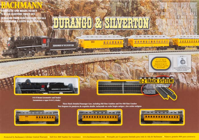 Bachmann 24020 N Scale Durango and Silverton Steam Starter Passenger Train Set MT/Box