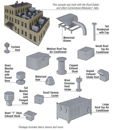 Walthers 933-3733 HO Scale Cornerstone Roof Details Set