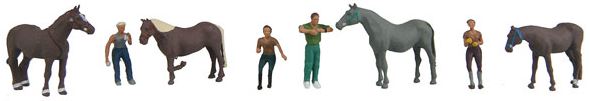 Walthers 949-6028 HO 4 Men & 4 Horses Horse Grooms