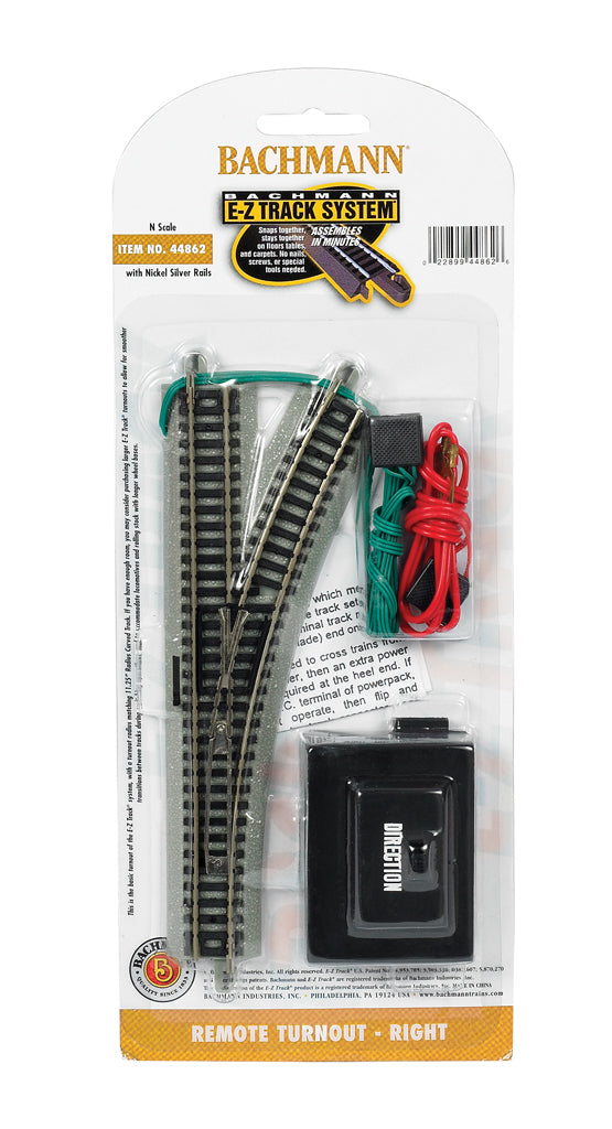 Bachmann 44862 N Nickel Silver #4 E-Z Track Right-Hand Switch Turnout