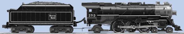 Lionel 6-38641 O Gauge B&M 4-6-2 Pacific Steam Locomotive & Tender #3713