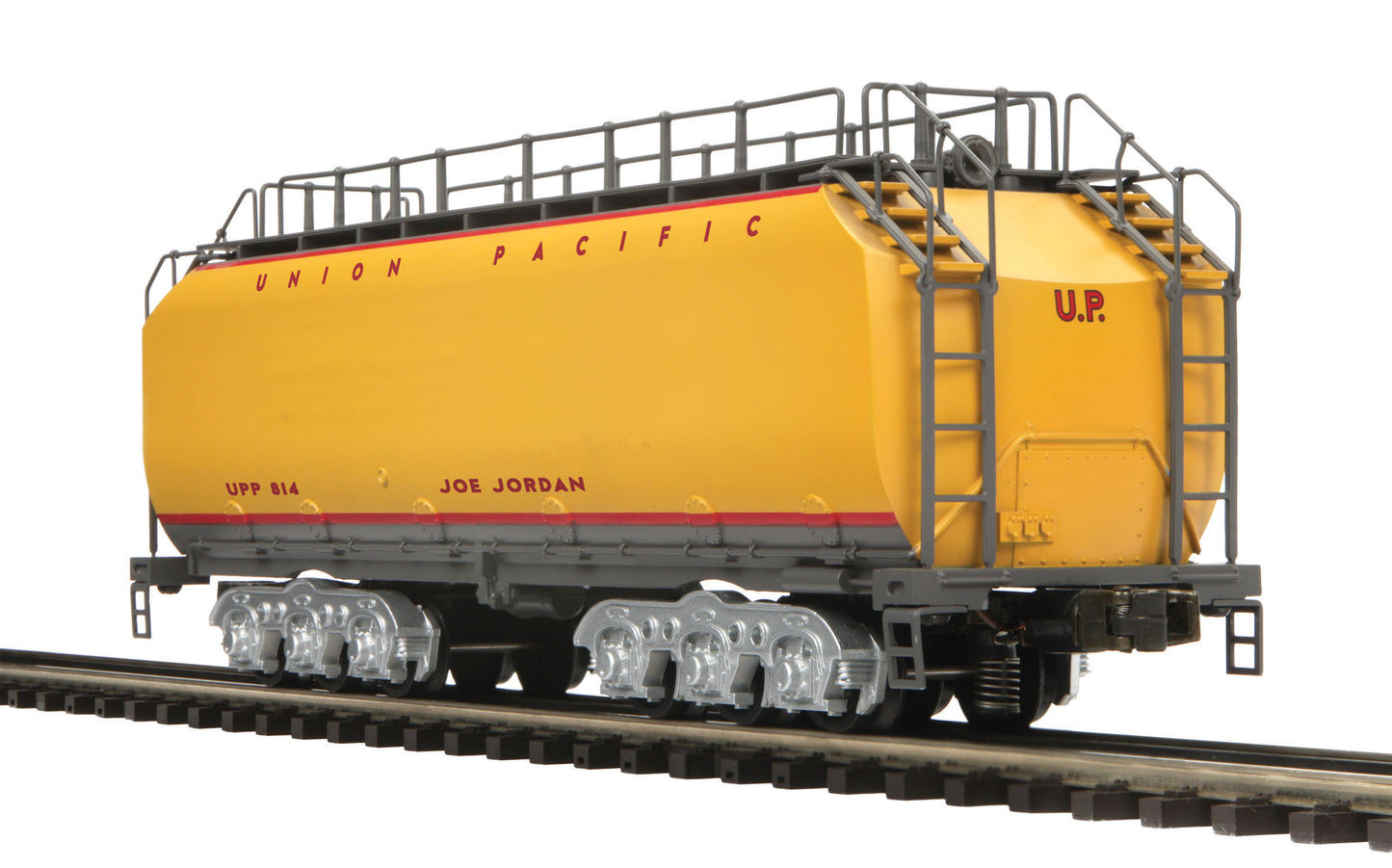 MTH 20-3559 O Union Pacific "Joe Jordan" Water Tender 3-Rail w/ Hi-Rail #814 LN/Box