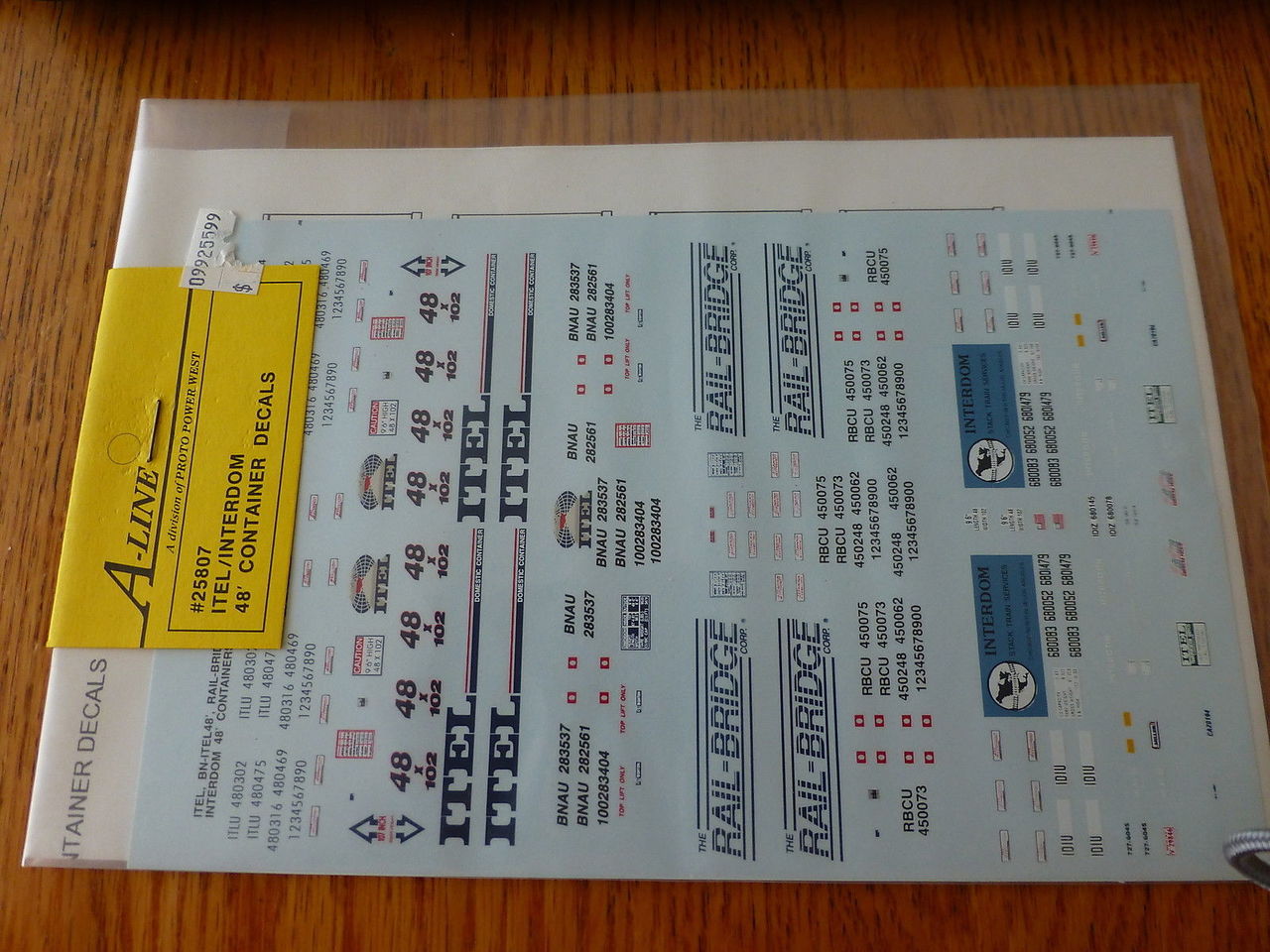 A-Line 25807 HO ITEL/Burlington Northern/ITEL 48'' Container Decals