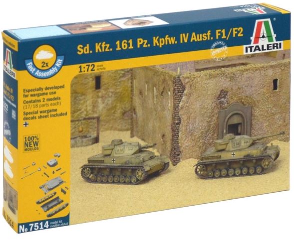 Italeri 7514 1:72 Sd. Kfz. 161 Pz. Kpfw. IV Ausf. F1/F2 Military Tank Model Kit