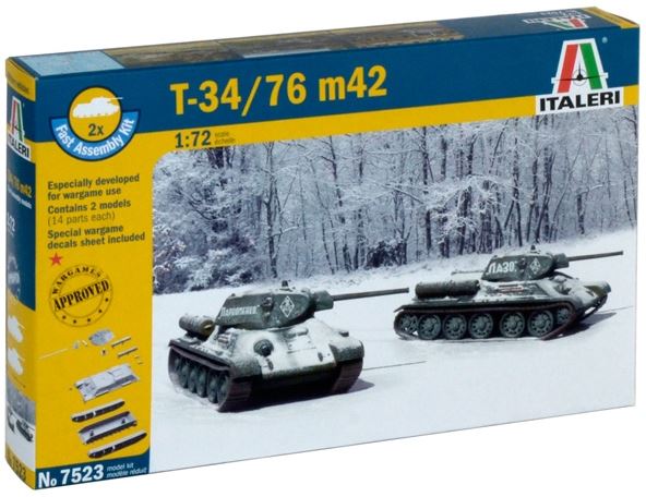 Italeri 7523S 1:72 T-34/76 m42 Military Tank Model Kit