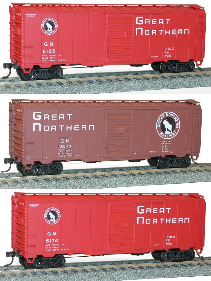 Accurail 8072 HO Scale Great Northern 40' AAR Steel Boxcars (Pack of 3)