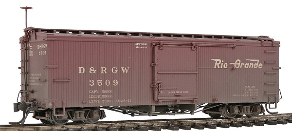 Blackstone Models 340114W HOn3 DRGW 3000 Series 30' Weathered Boxcar #3509