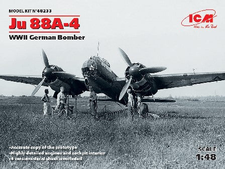 ICM 48233 1:48 WWII German Ju 88A-4 Bomber Military Aircraft Plane Model Kit