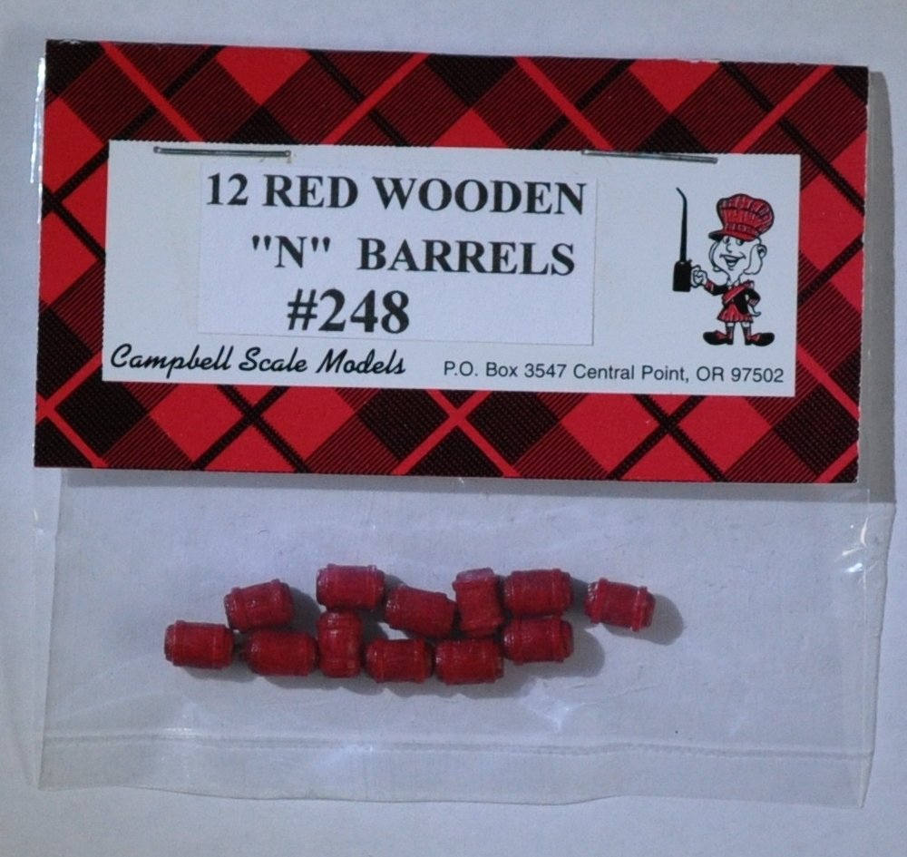 Campbell Scale Models 248 N Red Wooden Barrels