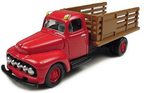 Classic Metal Works 30121 HO Mini Metals Red/Brown 1951 Ford F-6 Stake Truck