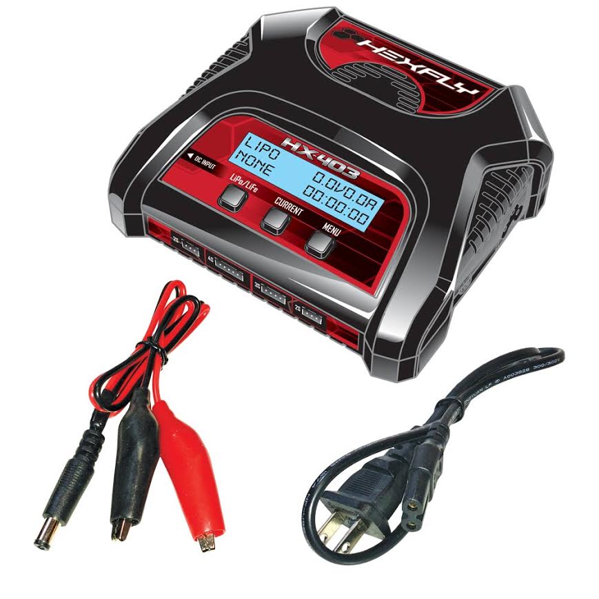 Redcat Racing HX-403 Hexfly LiPo LiFe Battery Charger Dual Port 2S, 3S, 4S AC/DC