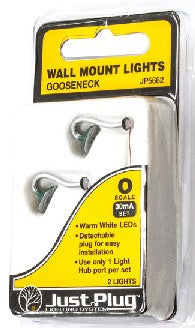 Woodland Scenics JP5662 O Just Plug Gooseneck Wall Mount Lights (Pack of 2)