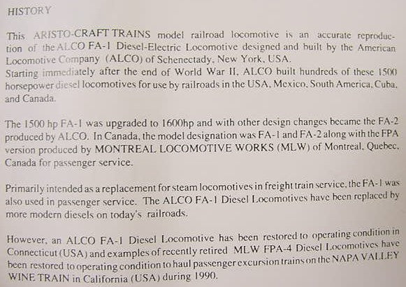 Aristo-Craft 22025 G Missouri Pacific FA-1 Diesel Loco