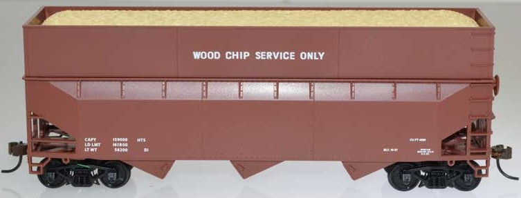 Bowser 57012 HO Undecorated 70-Ton 3-Bay Offset-Side Woodchip Hopper
