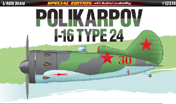 Academy 12314 1:48 Polikarpov I-16 Type 24 Military Aircraft Plane Model Kit