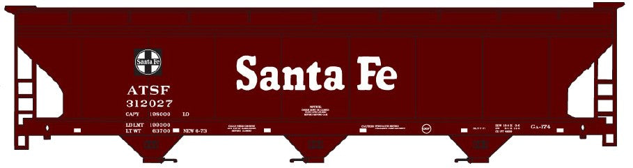 Accurail 2105 HO Scale Santa Fe ACF 3-Bay Covered Hopper Kit