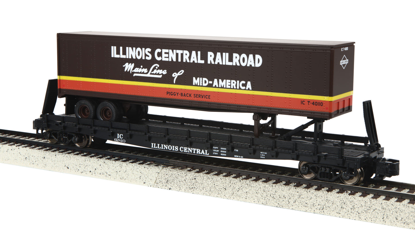 MTH 35-76008 S Illinois Central Flat Car with 48’ Trailer #62810